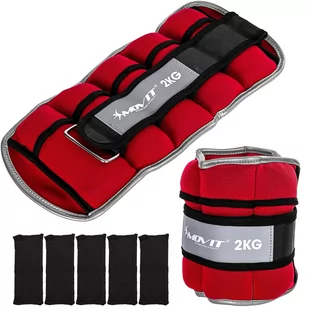 CZERWONE REGULOWANE OBCIĄŻNIKI 2x 2KG NA RĘCE NOGI - Obciążenia - miniaturka - grafika 1