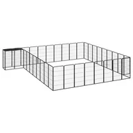 Sprzęt podróżny i transportery dla psów - vidaXL Kojec dla psa, 38 paneli, czarny, 50x100 cm, stal - miniaturka - grafika 1