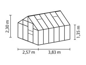 VITAVIA szklarnia ogrodowa Neptune (Merkur) 9900, srebrna - 9,9 m2, (2,57 m x 3,83 m) - Szklarnie ogrodowe - miniaturka - grafika 3