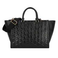 Torebki damskie - Lacoste Maheki Shopper Bag Skórzany 43 cm czarny - miniaturka - grafika 1