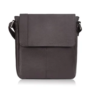 Listonoszka męska klasyczna ze skóry naturalnej na ramię brązowa E-31-BR - Torebki damskie - miniaturka - grafika 1