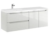 Szafki łazienkowe - Szafka Wisząca Z Umywalką ETH 120 cm SD Lewa - Kaszmir Wysoki Połysk - miniaturka - grafika 1