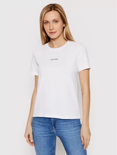 Koszulki i topy damskie - Calvin Klein T-Shirt Micro Logo K20K203677 Biały Regular Fit - grafika 1