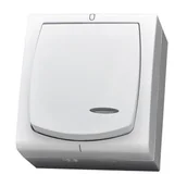 Wyłączniki światła i elektryczne - Ospel Łącznik dwubiegunowy z podświetleniem pomarańczowym Madera BIAŁY ŁNH-11NS/00 - miniaturka - grafika 1