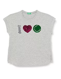 United Colors of Benetton Koszulka dziewczęca 3096c10aq, szary melanż, rozmiar M 501, 170 cm, Szary melanż średni 501, 170 - Koszulki dla dziewczynek - miniaturka - grafika 1