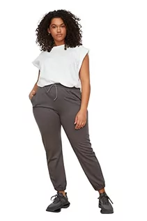 Spodnie damskie - Trendyol Damskie spodnie dresowe Plus Size Normalna talia Skinny Fit Jogger Plus Size, Antracyt, XL - grafika 1