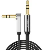 Kable - Ugreen Kabel płaski audio AUX 3,5 mm mini jack (2x męski) 0.5m, czarny - miniaturka - grafika 1