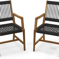 Fotele i krzesła ogrodowe - Zestaw 2 krzeseł ogrodowych z drewna akacjowego, krzesła balkonowe, obciążenie do 160 kg, krzesła bistro na taras, do ogrodu i na balkon - miniaturka - grafika 1