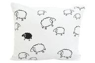 Pościel - Poszewka z kory 40x40 biała baranki czarne zapinana na zamek 100% bawełna - miniaturka - grafika 1