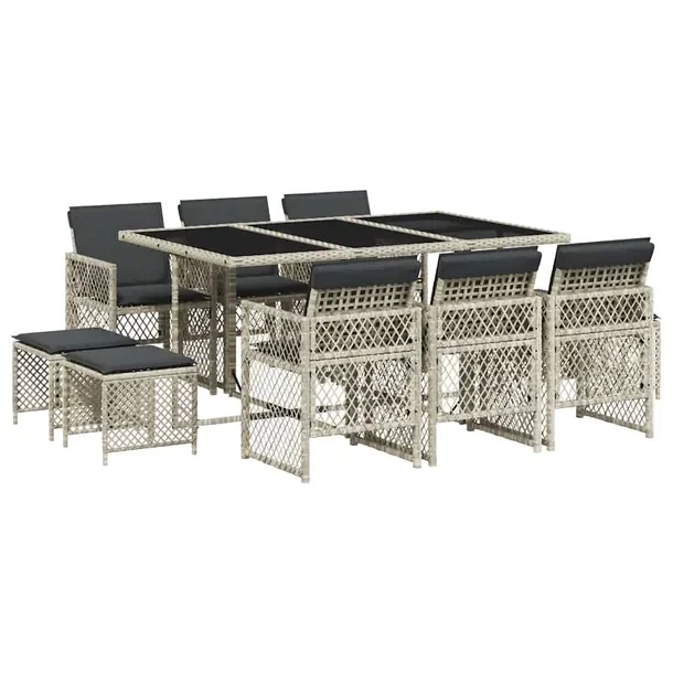 Komplet mebli ogrodowych Rattan PE 7-osobowy jasnoszary 165x106x73cm