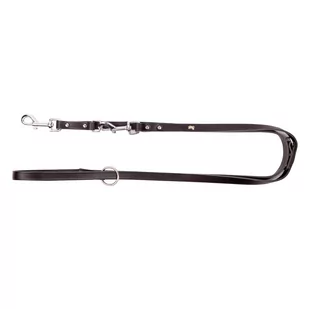 Dingo Smycz skórzana przedłużana kolor czarny 18mm/110-200cm - Smycze dla psów - miniaturka - grafika 1