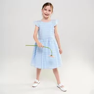 Sukienki i spódniczki dla dziewczynek - Sinsay - Sukienka z marszczeniami - Niebieski - miniaturka - grafika 1