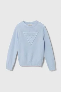 Swetry dla chłopców - Guess sweter bawełniany dziecięcy kolor niebieski lekki - grafika 1