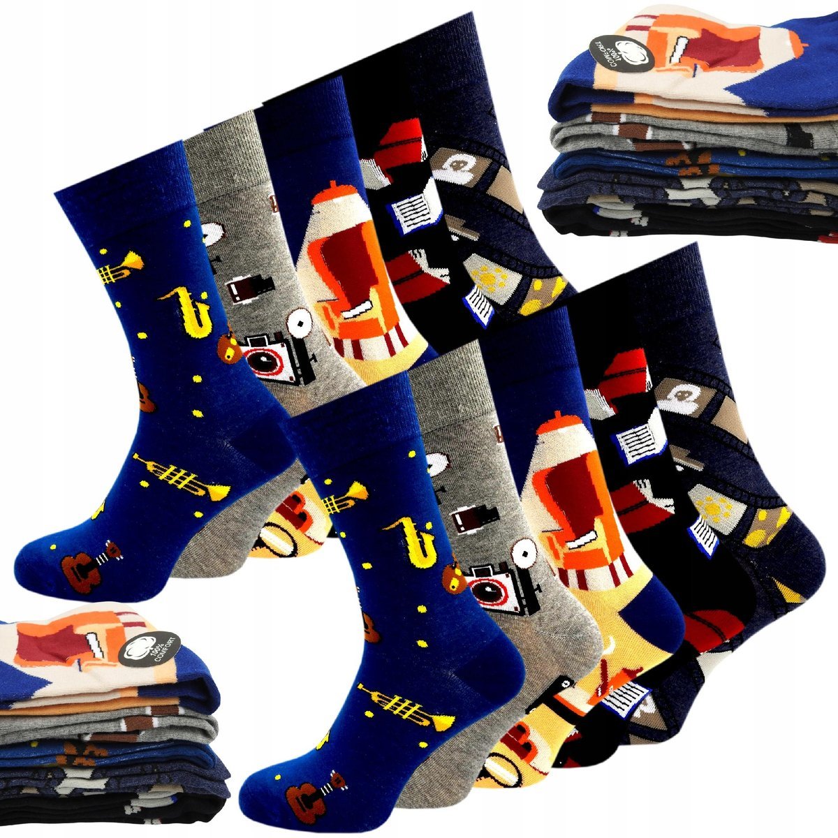 10x Skarpety Męskie Długie Bawełniane Skarpetki Wysokie Kolorowe 43-46