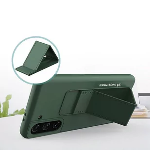 Wozinsky Kickstand Case elastyczne silikonowe etui z podstawką Samsung Galaxy S21+ 5G (S21 Plus 5G) ciemnozielony - Etui i futerały do telefonów - miniaturka - grafika 4