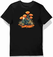 Koszulki męskie - Koszulka męska czarna z motywem pomarańczowego kwiatu pustynnego S - miniaturka - grafika 1