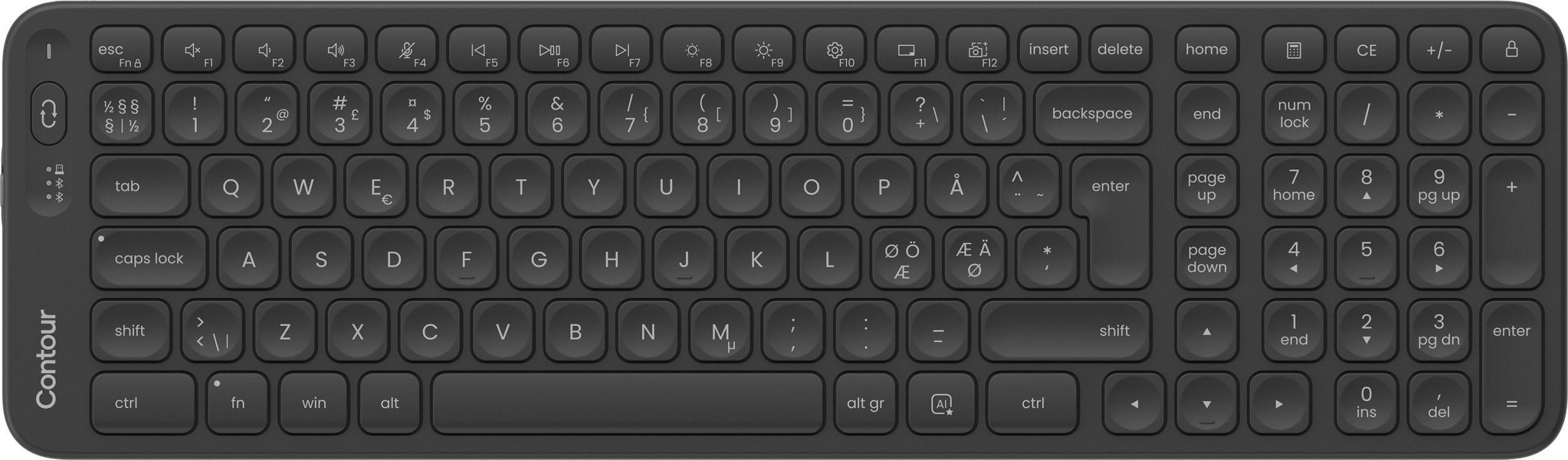 Contour Contour Design Contour Balance Mid-Size Keyboard Wireless Pan Nordic Layout, Wireless, RF Wireless + Bluetooth, Scissor key switch, QWERTY, Black CDKBBALPN11600