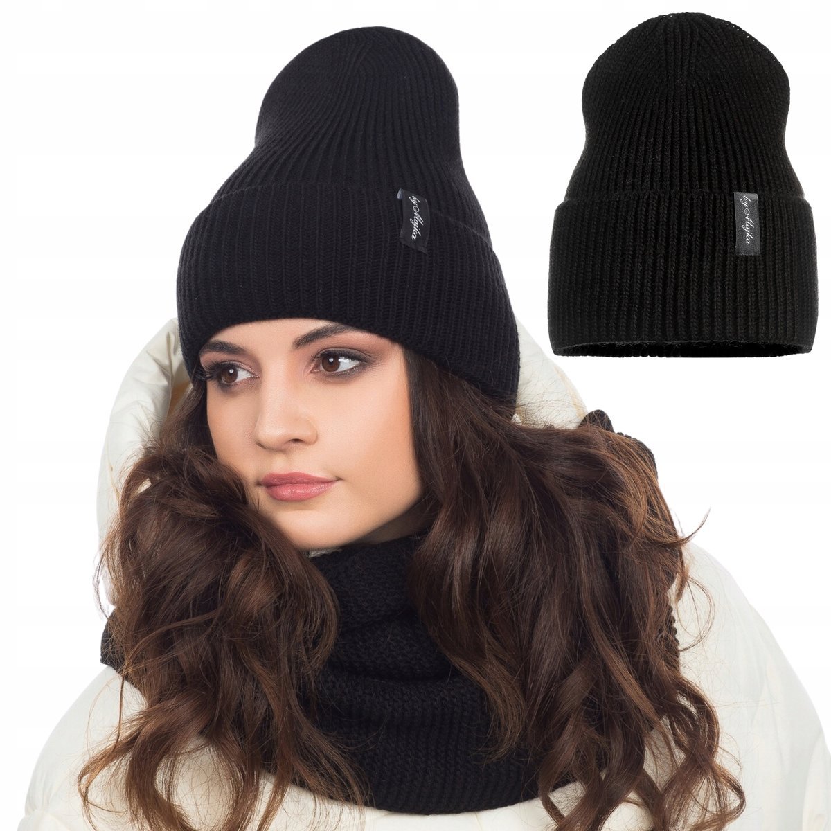 Czapka Damska Kobieca Beanie Jesienna Zimowa Polska Marka Majka Czarna