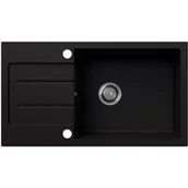 Zlewozmywaki - EOS Zlewozmywak granitowy z ociekaczem RAFAEL czarny brokat srebrny - miniaturka - grafika 1