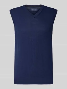 Bluzka z dzianiny z wełny lana z dekoltem w serek - Kamizelki męskie - miniaturka - grafika 1