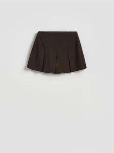 Reserved - Plisowane spódnico-szorty - ciemnobrązowy - Spodenki damskie - miniaturka - grafika 1