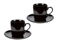 Filiżanki - ERNESTO® Filiżanki z spodkiem, z wysokiej jakości porcelany, zestaw 2 szt. (Do kawy / czarny) - miniaturka - grafika 1