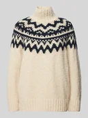 Swetry damskie - Sweter z dzianiny ze stójką model ‘FAIR ISLE’ - miniaturka - grafika 1