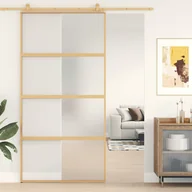 Ogrodzenia - vidaXL Drzwi przesuwne, złote, 102,5x205 cm, mrożone szkło ESG - miniaturka - grafika 1