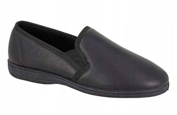 Sleepers Męskie Czarne Kapcie Skórzane z Miękką Wyściółką 44 Jtk