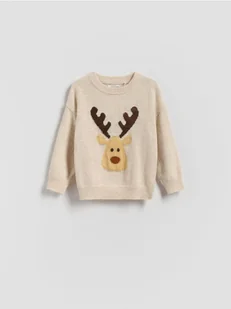 Reserved - Sweter z dodatkiem wełny - beżowy - Spodenki dla niemowląt - miniaturka - grafika 1