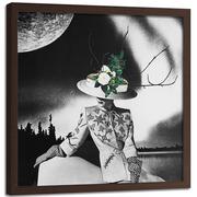 Plakaty - Plakat w ramie brązowej FEEBY Kobieta w kapeluszu z kwiatów, 40x40 cm - miniaturka - grafika 1
