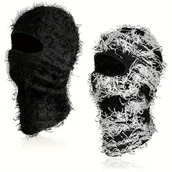 Czapki narciarskie - TEMU 2 szt. Postarzana Dzianinowa Maska Balaclava - Wiatroszczelna, Termiczna Pełnowymiarowa z Elastycznymi Krawędziami do Narciarstwa i - miniaturka - grafika 1