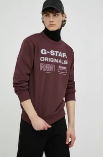 G-Star Raw bluza męska kolor bordowy z nadrukiem - Bluzy męskie - miniaturka - grafika 1