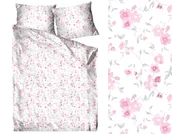 Pościel - Pościel satynowa 140x200 Britania biała różowa kwiaty Greno - miniaturka - grafika 1