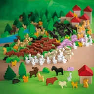 Figurki dla dzieci - Drewniane figurki zwierząt drzew domów 200 elementów Erzi - miniaturka - grafika 1