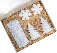 Świece - Zestaw prezentowy świece walec płatki choinki sreb - miniaturka - grafika 1