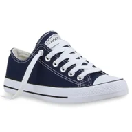 Trampki damskie - Mytrendshoe Damskie Trampki Niskie Płócienne Buty Casualowe Sznurowane Buty Sportowe 94237, Kolor: Granatowy Lucky, Rozmiar: 42 - miniaturka - grafika 1