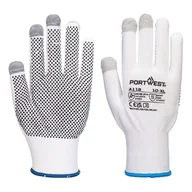 Rękawice robocze - PORTWEST A118 RĘKAWICE DO EKRANÓW DOTYKOWYCH GRIP 13 PVC Z NAKROPIENIEM (PK12); BIAŁY/SZARY - miniaturka - grafika 1