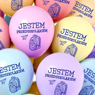 Balony kolorowe z napisem Jestem przedszkolakiem Pasowanie Szkoła 10 szt. - Balony i akcesoria - miniaturka - grafika 1