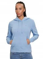 Bluzy damskie - TOMMY HILFIGER NIEBIESKA BLUZA DAMSKA Z KAPTUREM I KIESZENIĄ L I1E - miniaturka - grafika 1