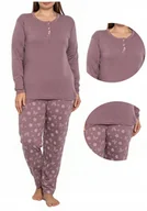 Piżamy damskie - Komplet piżama damska śliwka guziczki spodnie motyle kwiatki 3XL - miniaturka - grafika 1