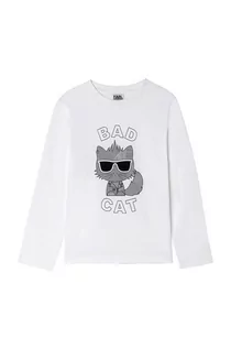 Koszulki dla dziewczynek - KARL LAGERFELD Longsleeve dziecięcy kolor biały z nadrukiem - grafika 1