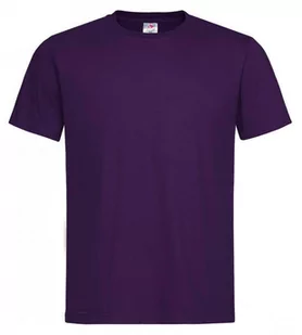 Fioletowy Bawełniany T-Shirt Męski Bez Nadruku -STEDMAN- Koszulka, Krótki Rękaw, Basic, U-neck - Stedman - Koszulki męskie - miniaturka - grafika 1