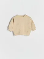 Bluzki dla niemowląt - Reserved - Bawełniana bluza z haftem - beżowy - miniaturka - grafika 1