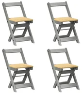 Krzesła - Komplet 4 składanych krzeseł z drewna sosnowego szary + miodowy brąz T7-C03 - miniaturka - grafika 1