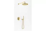 Zestawy prysznicowe - Kohlman Axel Gold Zestaw prysznicowy podtynkowy z deszczownicą 25 cm złoty QW210AGDR25 - miniaturka - grafika 1