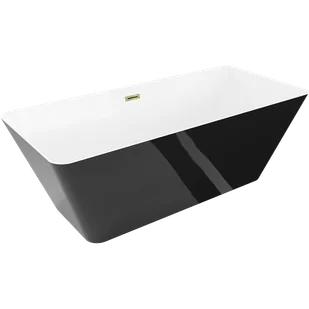 Mexen Velo Slim wanna wolnostojąca 170 x 75 cm, biała/czarna, przelew złoty - 52811707575-50 - Wanny - miniaturka - grafika 1
