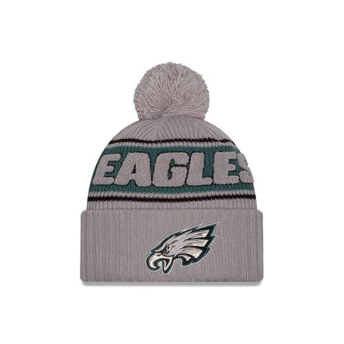 New Era Philadelphia Eagles NFL 2024 Sideline Sport Knit Szary Czapka z Pomponem - One-Size