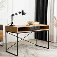 Biurka - Biurko z Szufladą OASIS 120 cm Dąb/Czarne Nowoczesne Loft - miniaturka - grafika 1