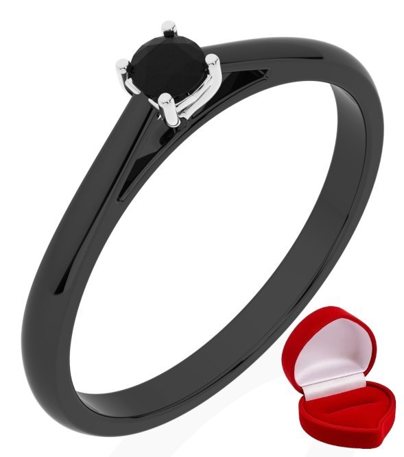 ZŁOTY PIERŚCIONEK ZARĘCZYNOWY 585 14k BRYLANT CZ. 0,09 ct CZARNE ZŁOTO R22